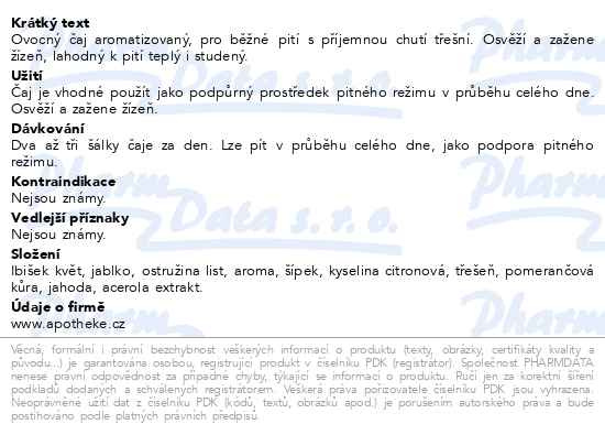 Příbalový leták - Apotheke Divoká třešeň čaj 20x2g