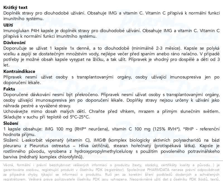 Příbalový leták - Imunoglukan P4H cps.60