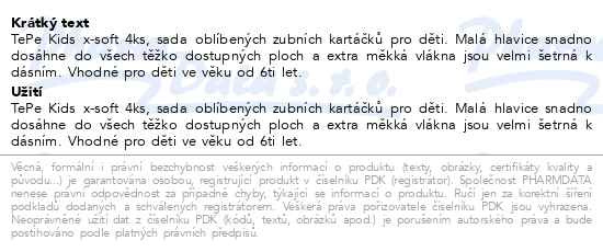 Příbalový leták - TePe Kids x-soft dětské zubní kartáčky 4ks 339470