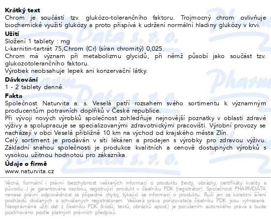 Příbalový leták - NATURVITA Karnitin+chrom tbl.50