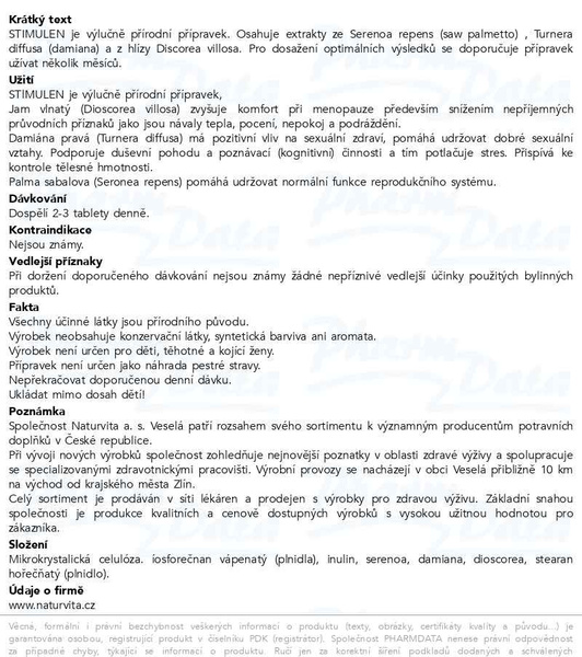 Příbalový leták - NATURVITA Stimulen tbl.60