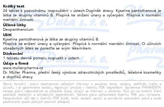 Příbalový leták - Panthenol tablety 40mg tbl.24 Dr.Müller