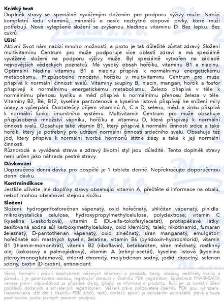 Příbalový leták - Multivitamin Centrum pro muže 30tbl
