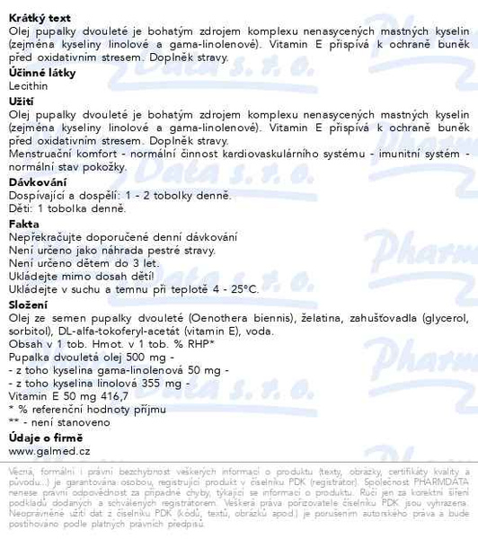 Příbalový leták - Pupalka Forte+vitamin E tob.100 Galmed