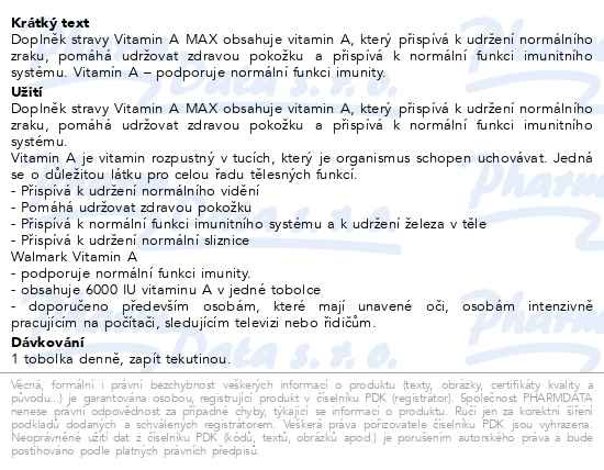 Příbalový leták - Walmark Vitamin A Max tob.32