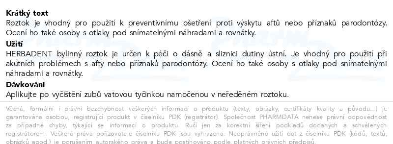 Příbalový leták - HERBADENT bylinný roztok na dásně 25ml