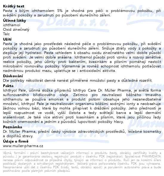 Příbalový leták - Ichthyo Care pasta 5% 30ml Dr.Müller