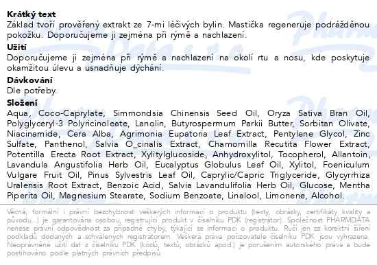 Příbalový leták - HERBADENT Mastička z bylin 25g