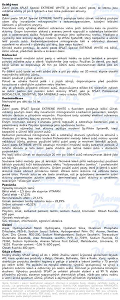 Příbalový leták - SPLAT Special EXTREME WHITE zubní pasta 75ml