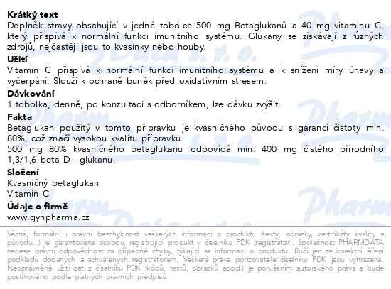 Příbalový leták - Betaglukan Extra+ 400mg tob.90