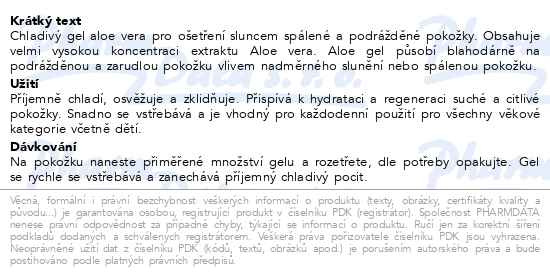 Příbalový leták - VIVAPHARM Aloe Vera 97% chladivý gel po opal.250ml
