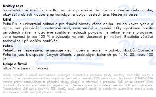 Příbalový leták - Obin.elast.fix.Peha-fix 10cmx4m/100ks (Peha-crepp)