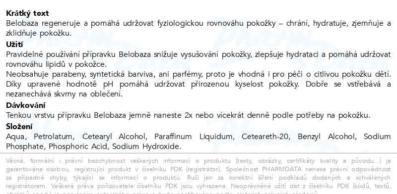 Příbalový leták - Belobaza krém 400g