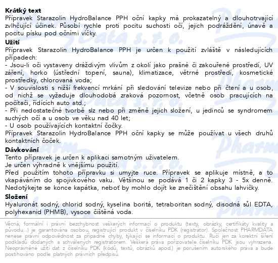Příbalový leták - Starazolin HydroBalance PPH 2x5ml