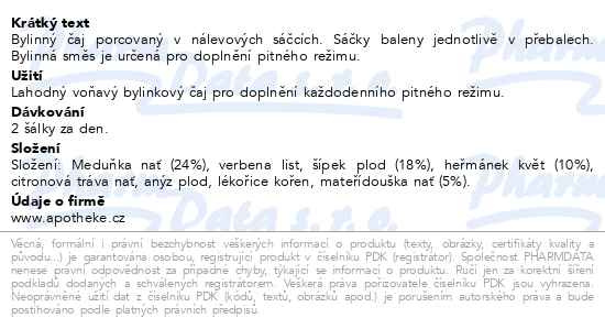 Příbalový leták - Apotheke Bylinkové pohlazení čaj 20x2g