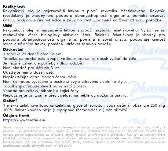 Příbalový leták - TEREZIA Rakytníkový olej tob.30