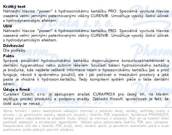 Příbalový leták - CURAPROX Hydrosonic Pro power náhr.hlavice 2ks