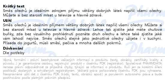 Příbalový leták - Allnature Směs ořechů 1000g