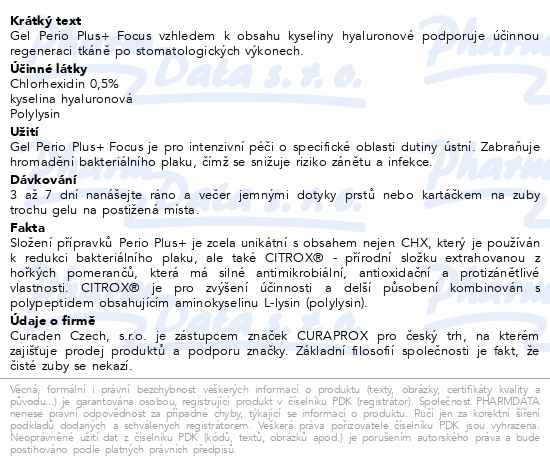 Příbalový leták - CURAPROX Perio Plus+ Focus gel 10ml