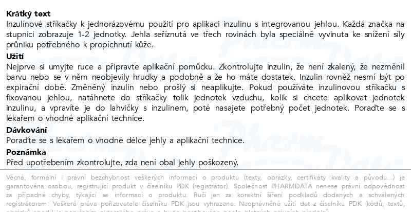Příbalový leták - Inzulin.stříkačky BD 0.5ml 30G x 8mm U-100 100ks