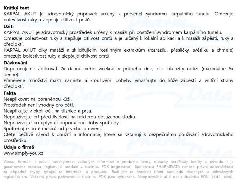 Příbalový leták - KARPAL AKUT 50ml