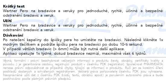 Příbalový leták - Wartner Pero na odstranění bradavic