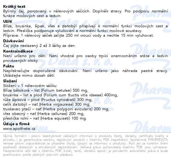 Příbalový leták - Apotheke Urologický čaj s brusinkou 20x1.5g