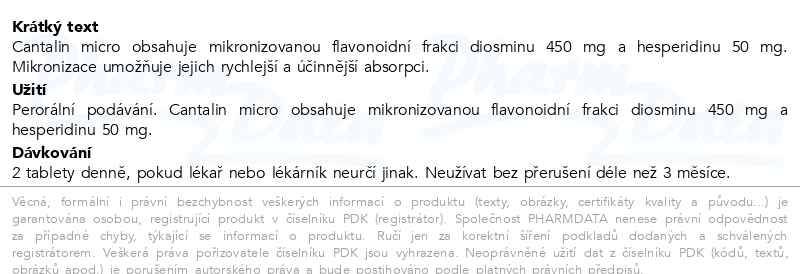 Příbalový leták - Cantalin micro tbl. 96