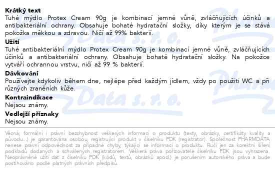 Příbalový leták - Protex antibakteriální mýdlo Cream 90g