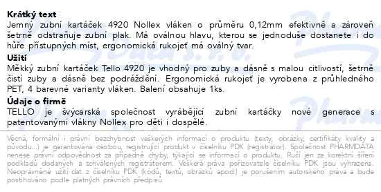 Příbalový leták - TELLO 4920 Soft zubní kartáček