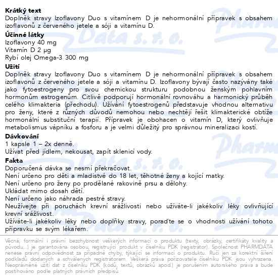 Příbalový leták - Izoflavony Duo s vitamínem D cps.50+10 navíc