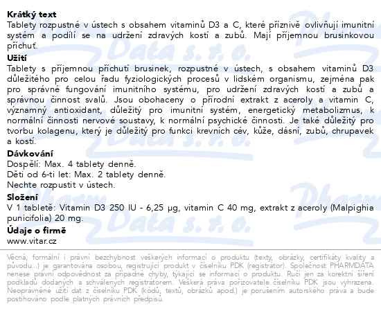 Příbalový leták - Energit Vitamin D3+acerola tbl.42