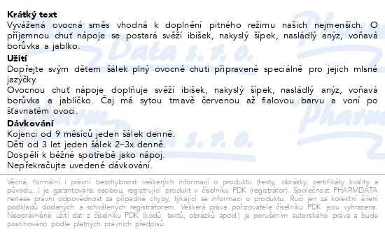 Příbalový leták - LEROS Dětský čaj s ovocem 20x2g