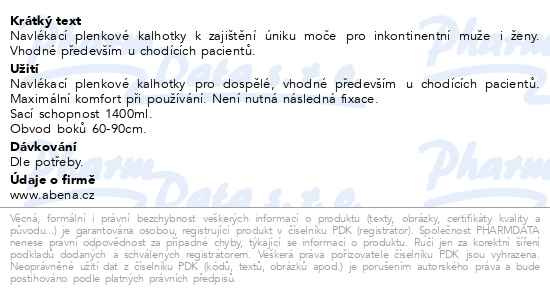 Příbalový leták - Inkont.navlék.kalhotky Abena Pants Premium S1.16ks
