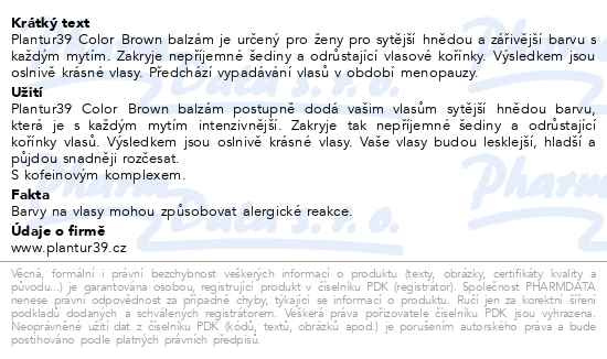 Příbalový leták - Plantur39 Color Brown balzám 150ml