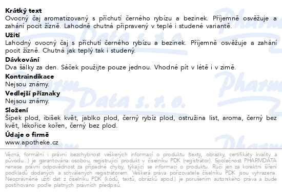 Příbalový leták - Apotheke Černý rybíz a bezinky 20x2g