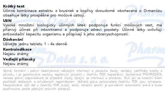 Příbalový leták - nefdesanté Brusinky D-Manóza Kopřiva tbl.60