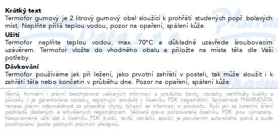 Příbalový leták - Termofor zahřívací láhev 2l