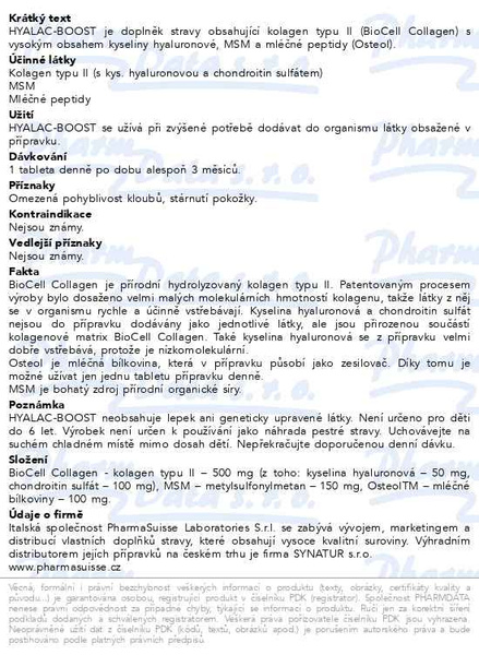 Příbalový leták - HYALAC-BOOST PharmaSuisse tbl.60