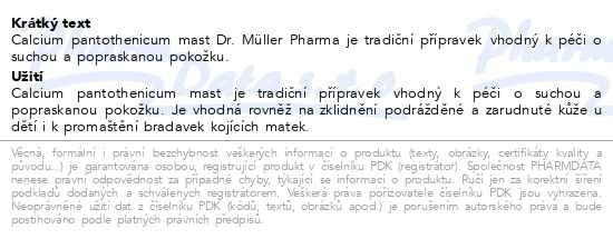 Příbalový leták - Calcium pantothenicum mast 30ml Dr.Müller