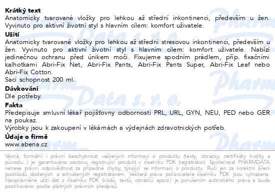 Příbalový leták - Inkont.vložka Abena Light Mini Plus 1A. 16ks