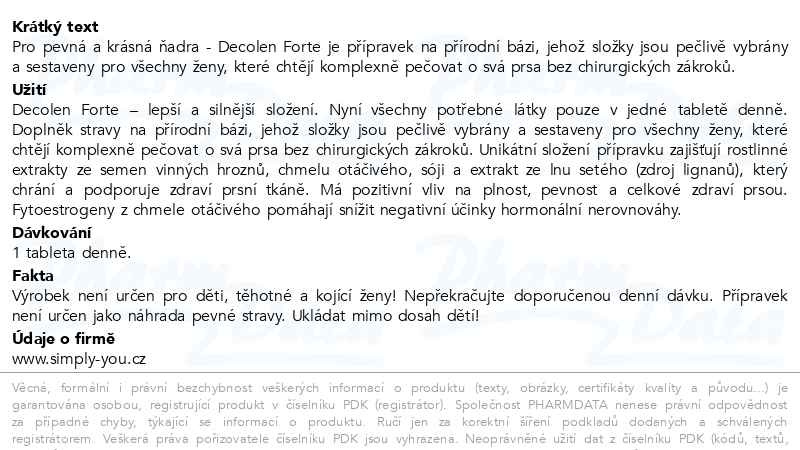 Příbalový leták - Decolen Forte tbl.60
