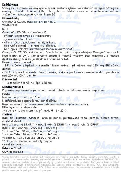 Příbalový leták - Vánoční Balení GALMED Omega-3 LEMON s vit.D tob.180+60