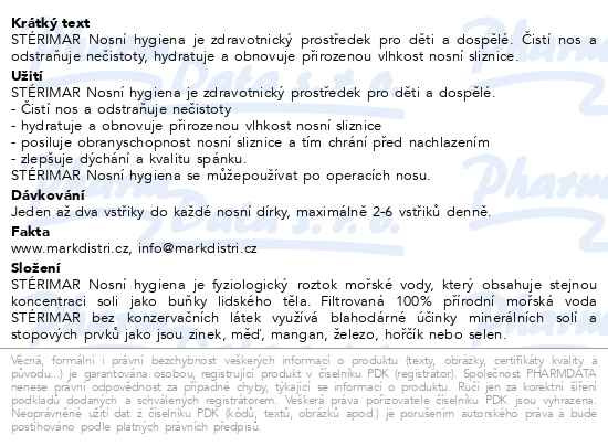 Příbalový leták - Stérimar nosní sprej 50ml