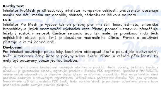 Příbalový leták - Biotter ProMesh inhalátor ultrazvukový 1 sada