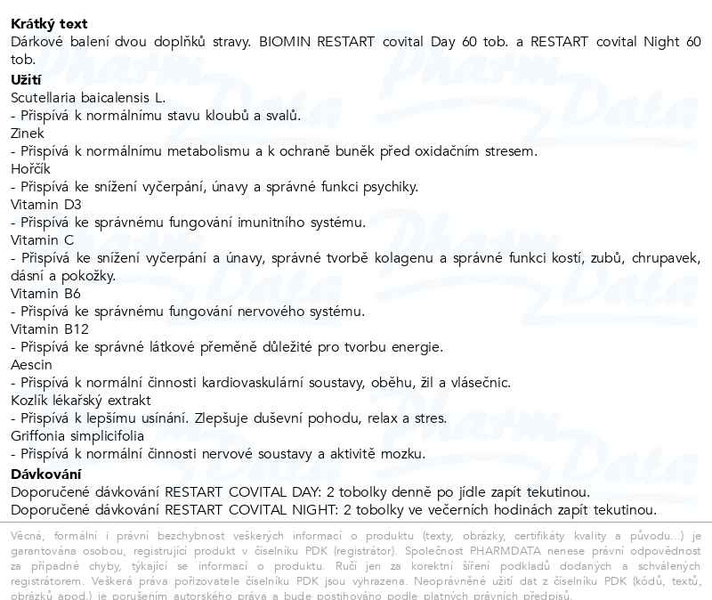Příbalový leták - Biomin RESTART COVITAL DAY+NIGHT tob.60+60