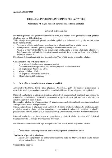 Příbalový leták (SUKL) - Ambrobene, 7,5 mg/ml roztok k perorálnímu podání a k inhalaci 100 ml