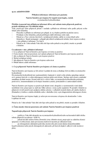 Příbalový leták (SUKL) - Nasivin Sensitive Kojenci 0.1mg/ml nas.gtt.sol 5ml