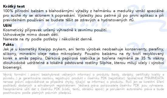 Příbalový leták - KNEIPP Balzám na rty Repair&Prevent 4.7g