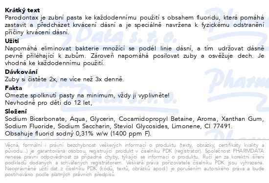 Příbalový leták - Parodontax Fluoride zubní pasta 2x75ml
